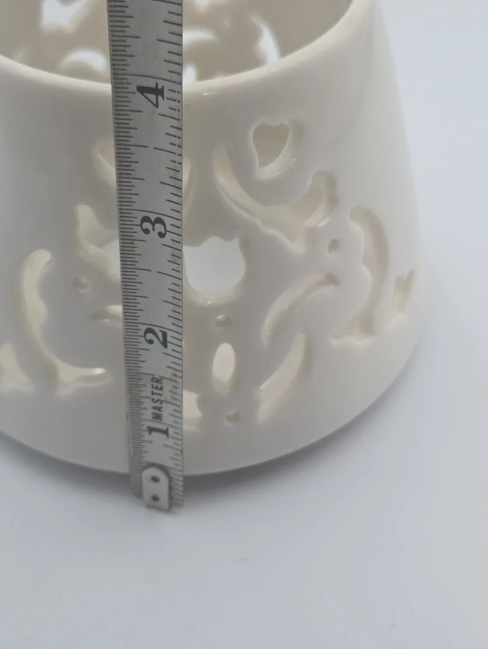Home Interiors Preston Lattice  Ceramic Candle Shade Pierce Design Ivory